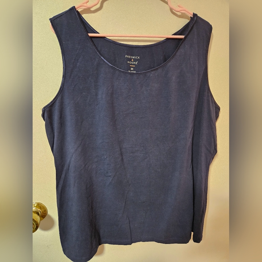 Plus Size Blue Thick Strap Tank